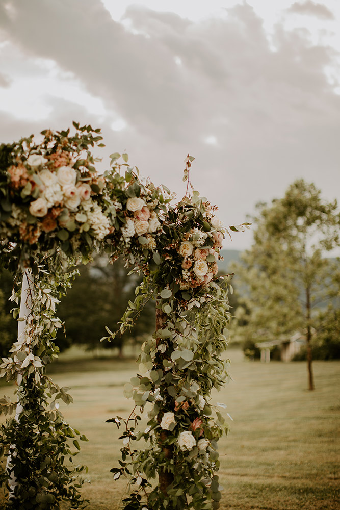 wedding arch flowers at Veritas