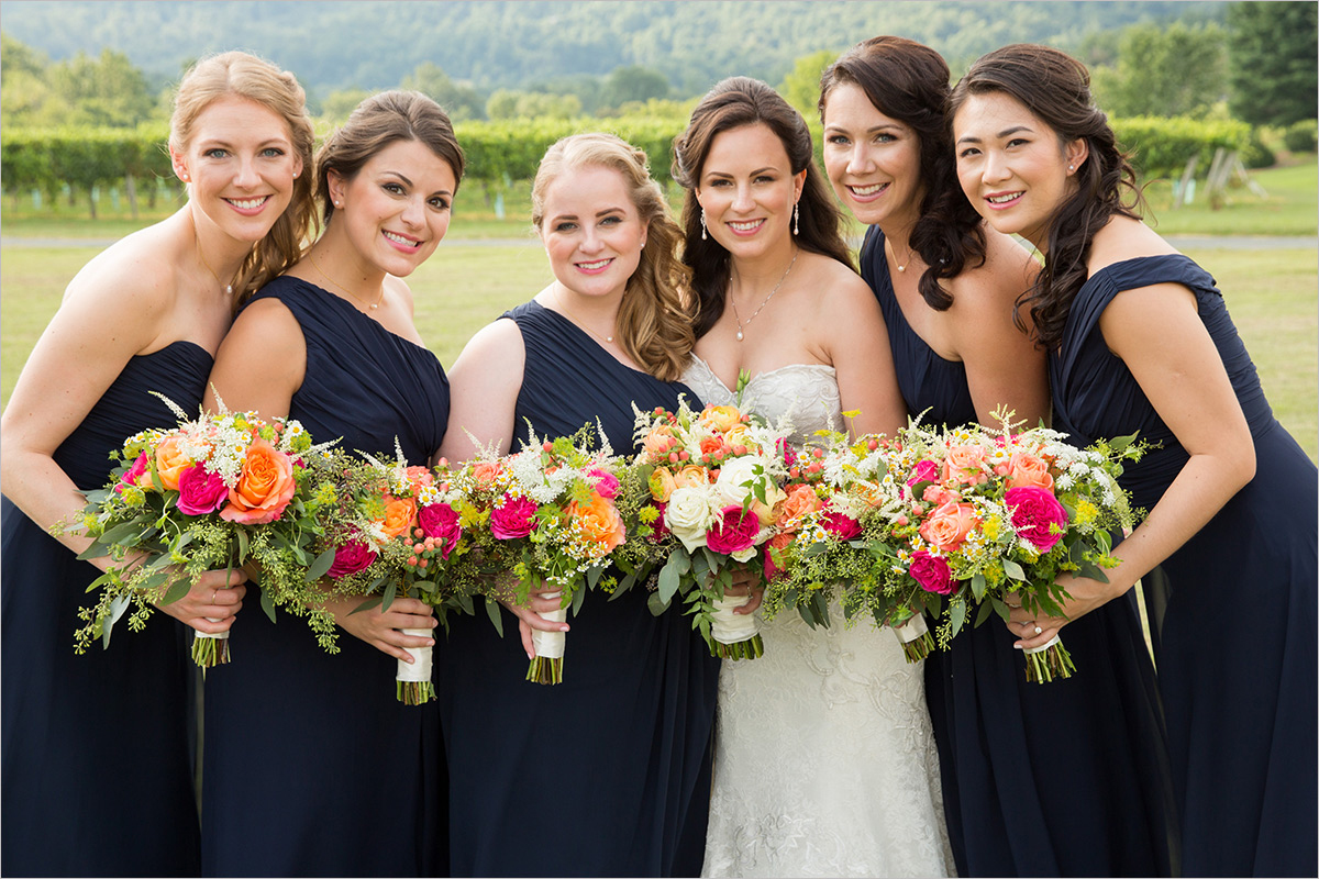 King Family Vineyards bridal party flowers