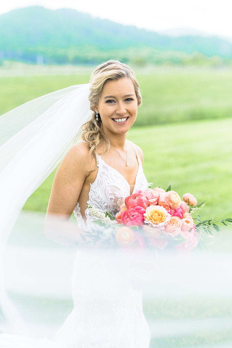 veritas wedding bride with flowers